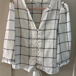 Express Black and White Grid Blouse